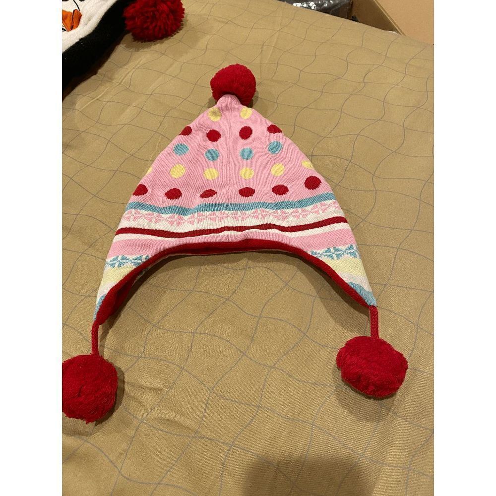 Hanna Andersson Girls Fleece Knitted Beanie Hat Pink Red Polka Dots Medium - Picture 4 of 5